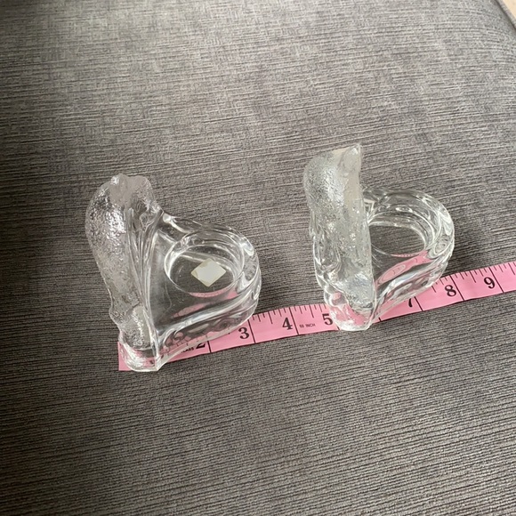 Pair retired PartyLite clear dolphin glass holders - Picture 8 of 9